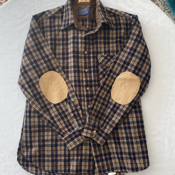 Pendleton 1970s Vintage Wool Western Work Wear Suede Lobo Flannel Shirt - Picture 9 of 11